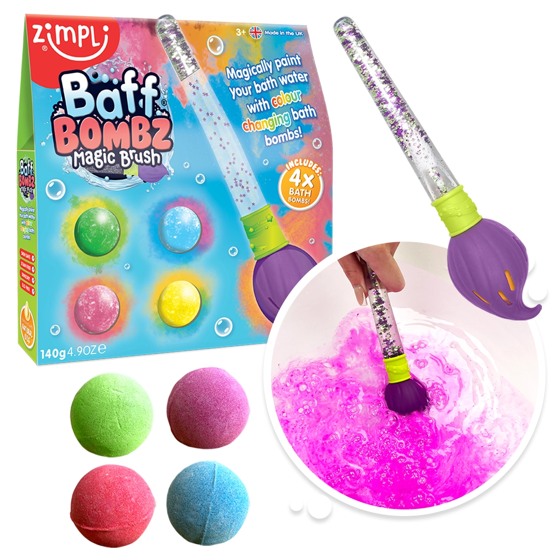 Zimpli Baff Bombz Magic Brush set bagnetto 4 bombe sensoriale