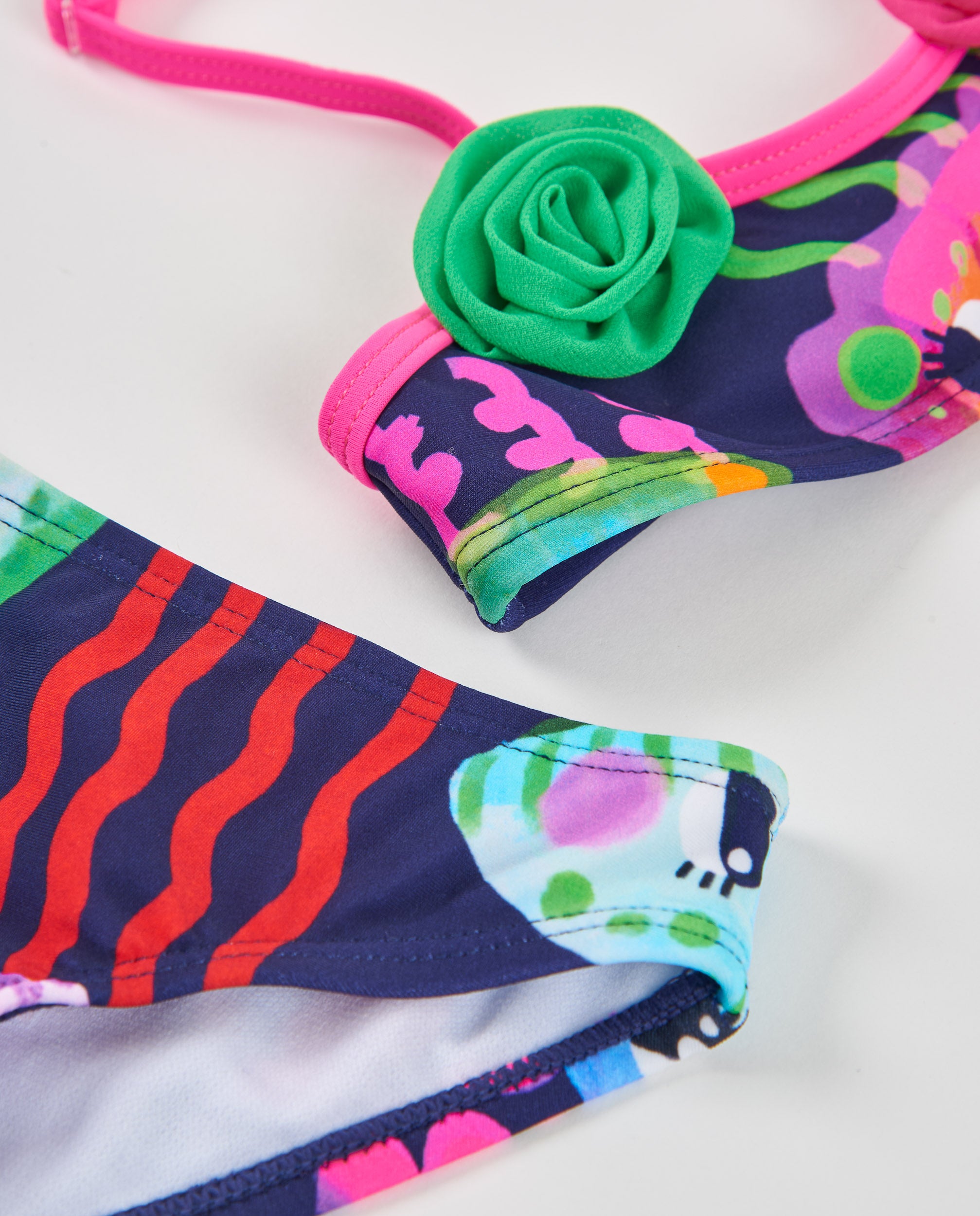 Tuc Tuc bikini bimba blu navy con fiori 3D