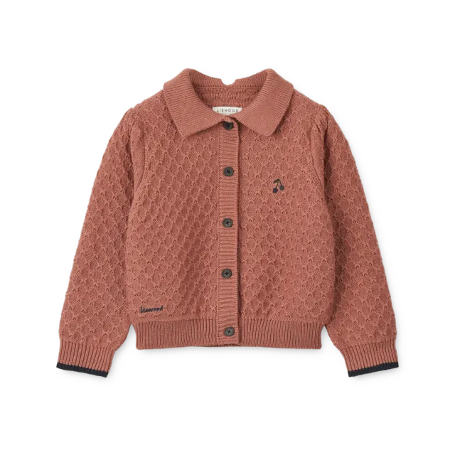 Liewood Jane Dark Rosetta cardigan lana bimba morbido