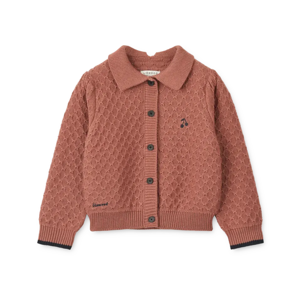 Liewood Jane Dark Rosetta cardigan lana bimba morbido