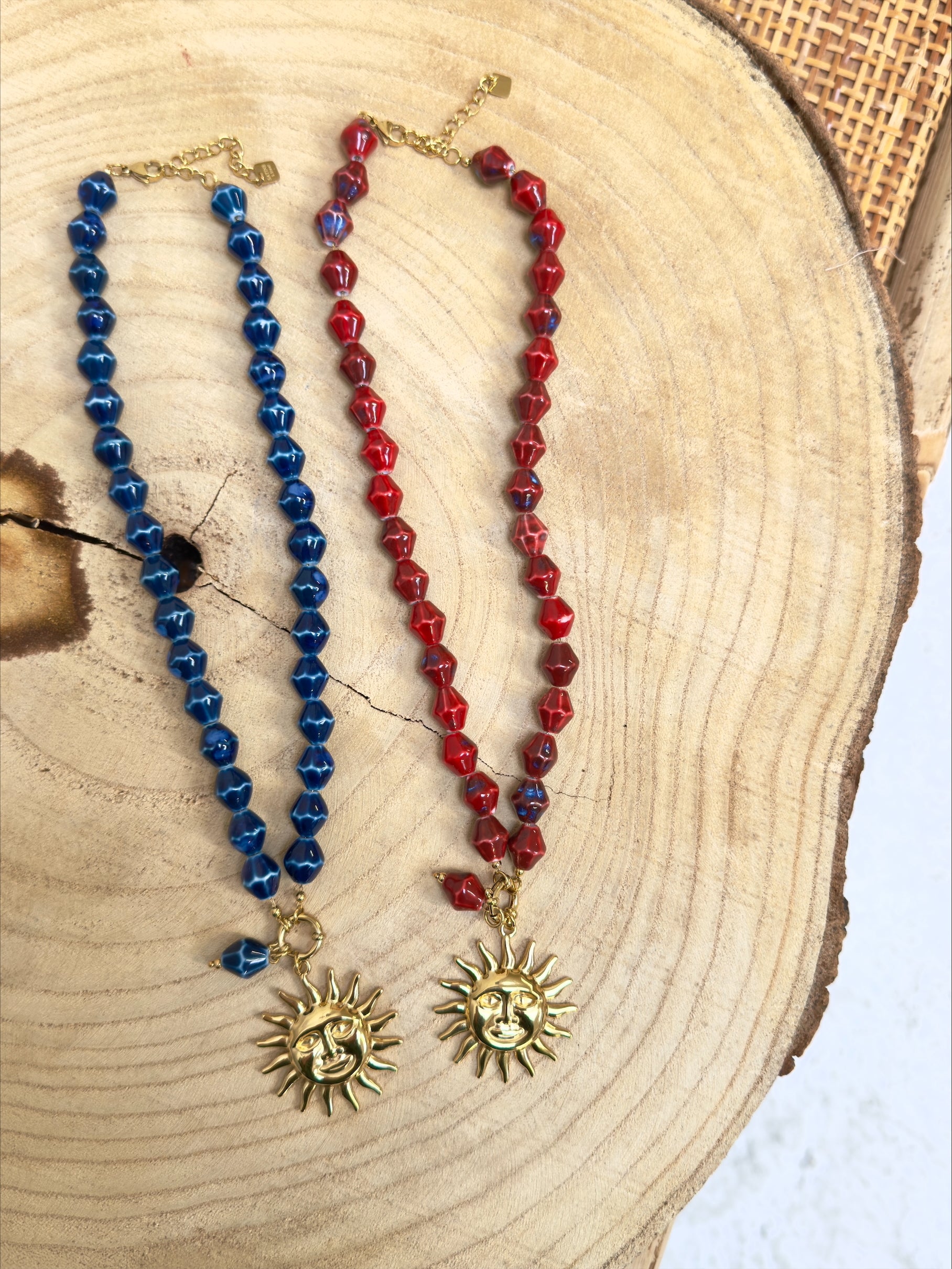 Ella and Rapha marine SUN necklace collana blu acciaio