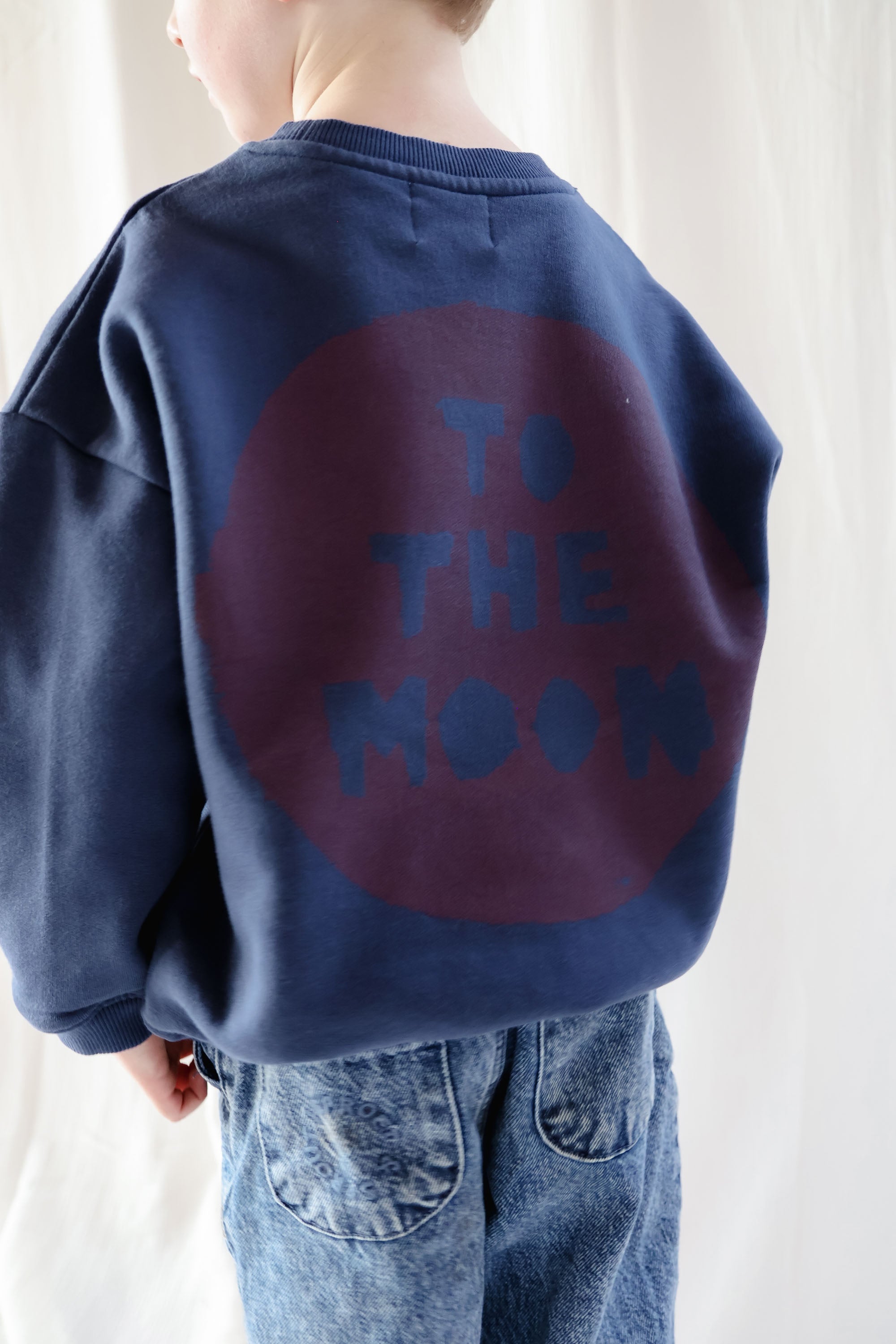 Ella and Rapha To The Moon Circle felpa bambini blu cotone