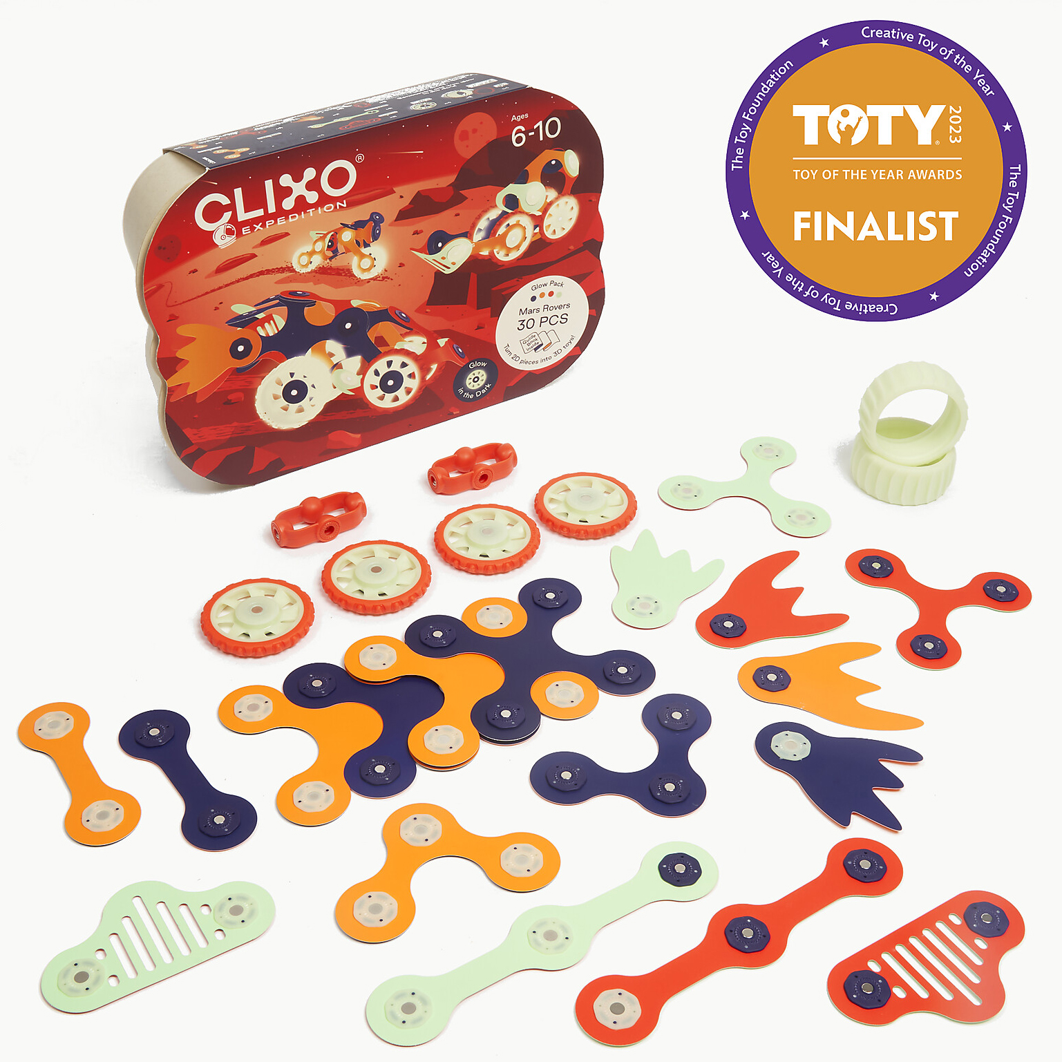 Clixo Mars Rovers gioco magnetico 29 pezzi glow in the dark