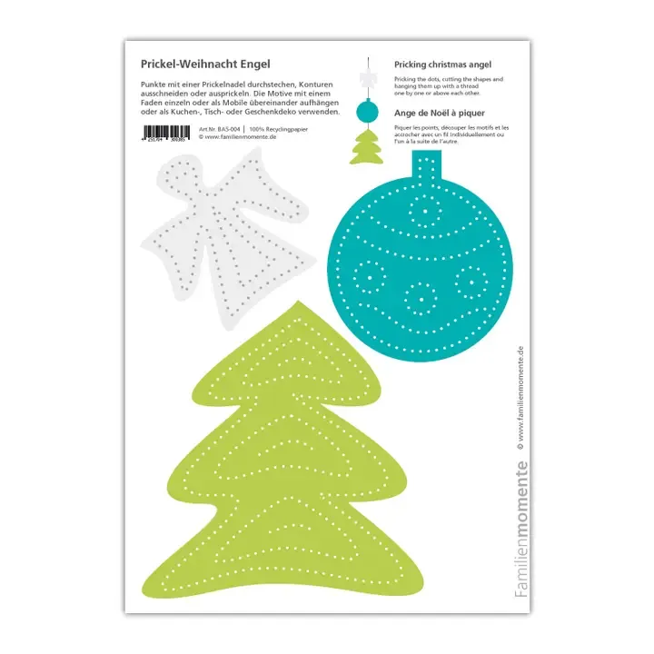 Cartolina Natale angelo A5 da punzonare carta riciclata