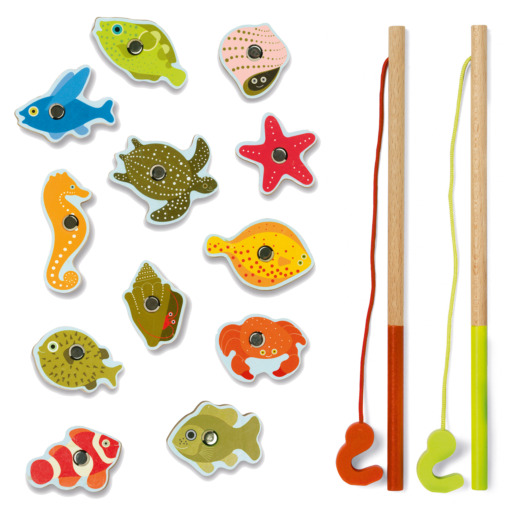 Djeco Fishing Tropic gioco pesca magnetica 2 canne legno
