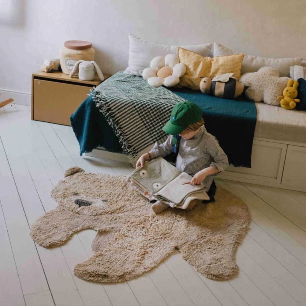 Lorena Canals Bear tappeto orso beige cotone 120x122 cm