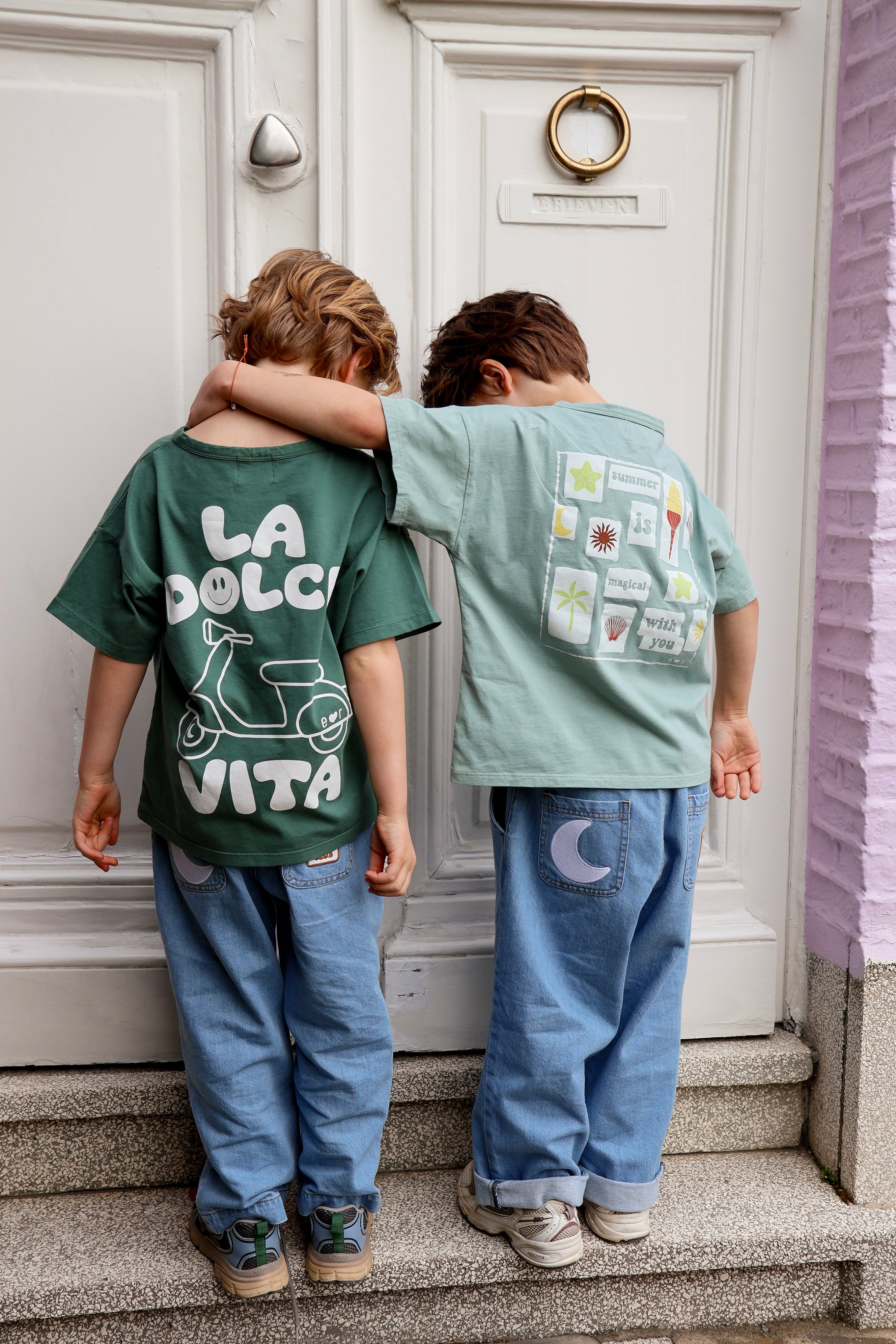 Ella and Rapha Little Magical Summer maglietta verde cotone