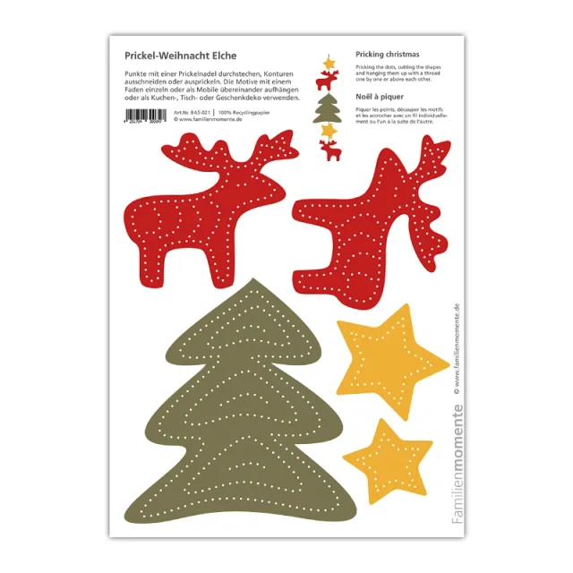 Cartolina A5 da punzonare stelle Natale carta riciclata