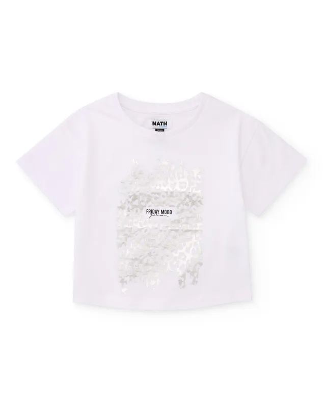Tuc Tuc T-Shirt Bambina Bianca Stampa Metallizzata