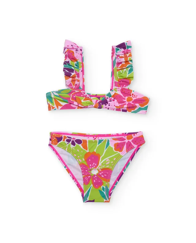 Tuc tuc Bikini bambina maglina rosa fiori 2 pezzi
