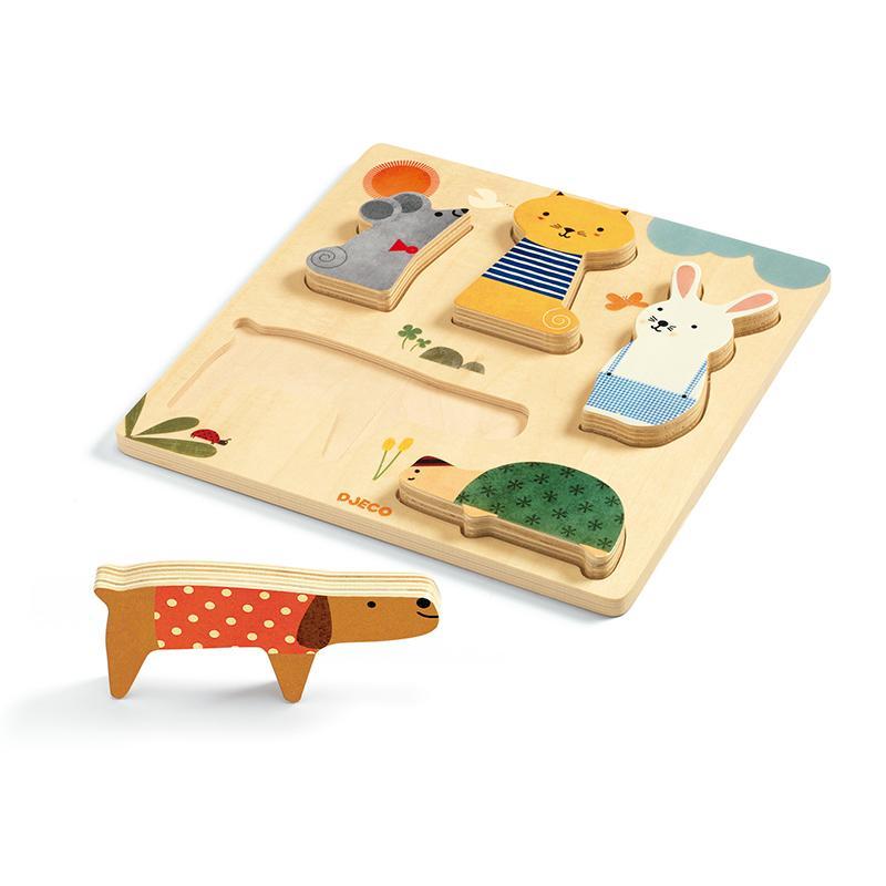 Djeco Woodypets puzzle forme legno 5 animali