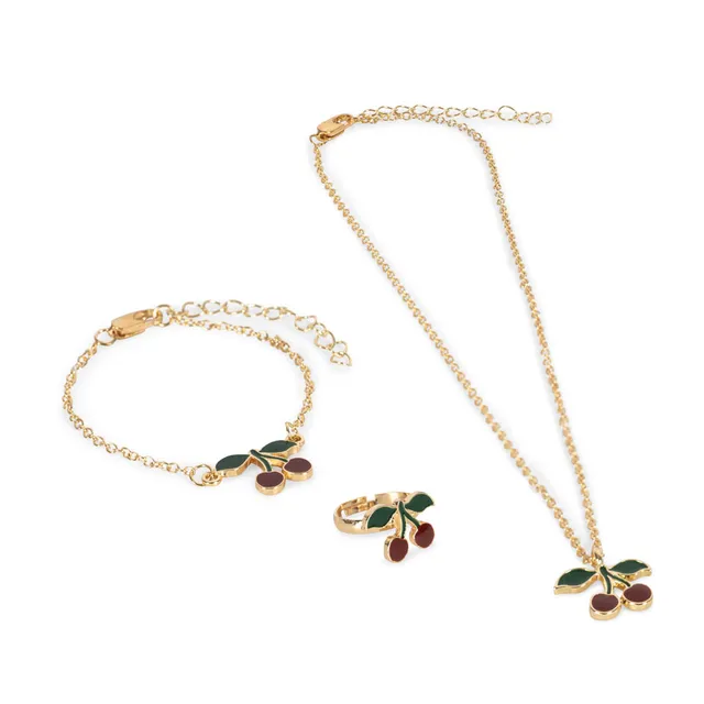 Konges Slojd Cherry set gioielli bimba collana bracciale anello