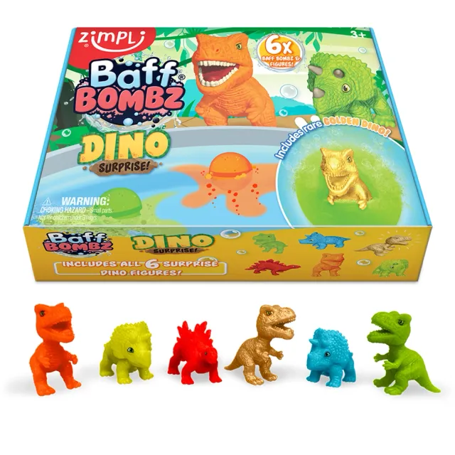 Zimpli Kids Baff Bombz Dino Surprise bombe bagno set 6 pezzi dinosauri