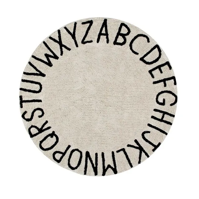 Lorena Canals Round ABC Vintage Natural tappeto 150 cm lavabile