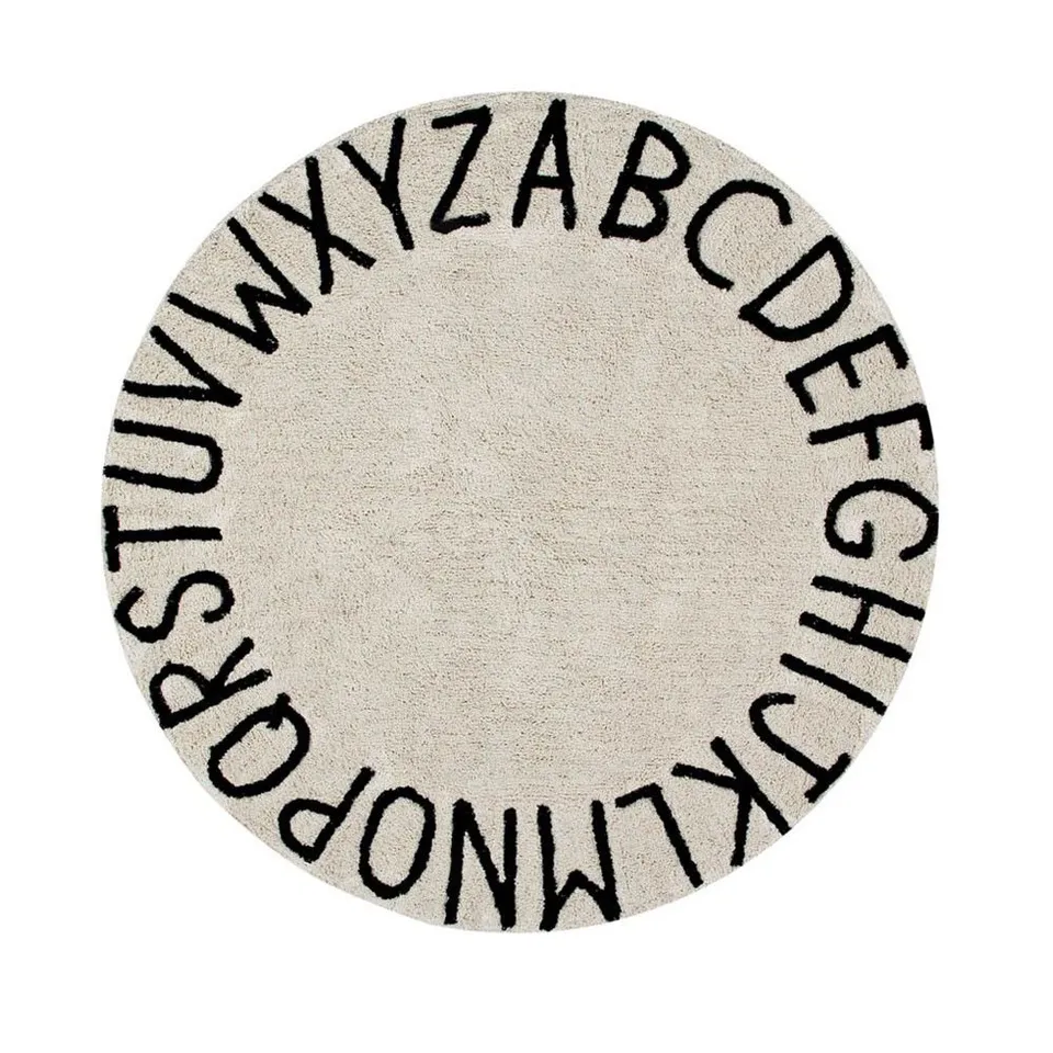 Lorena Canals Round ABC Vintage Natural tappeto 150 cm lavabile