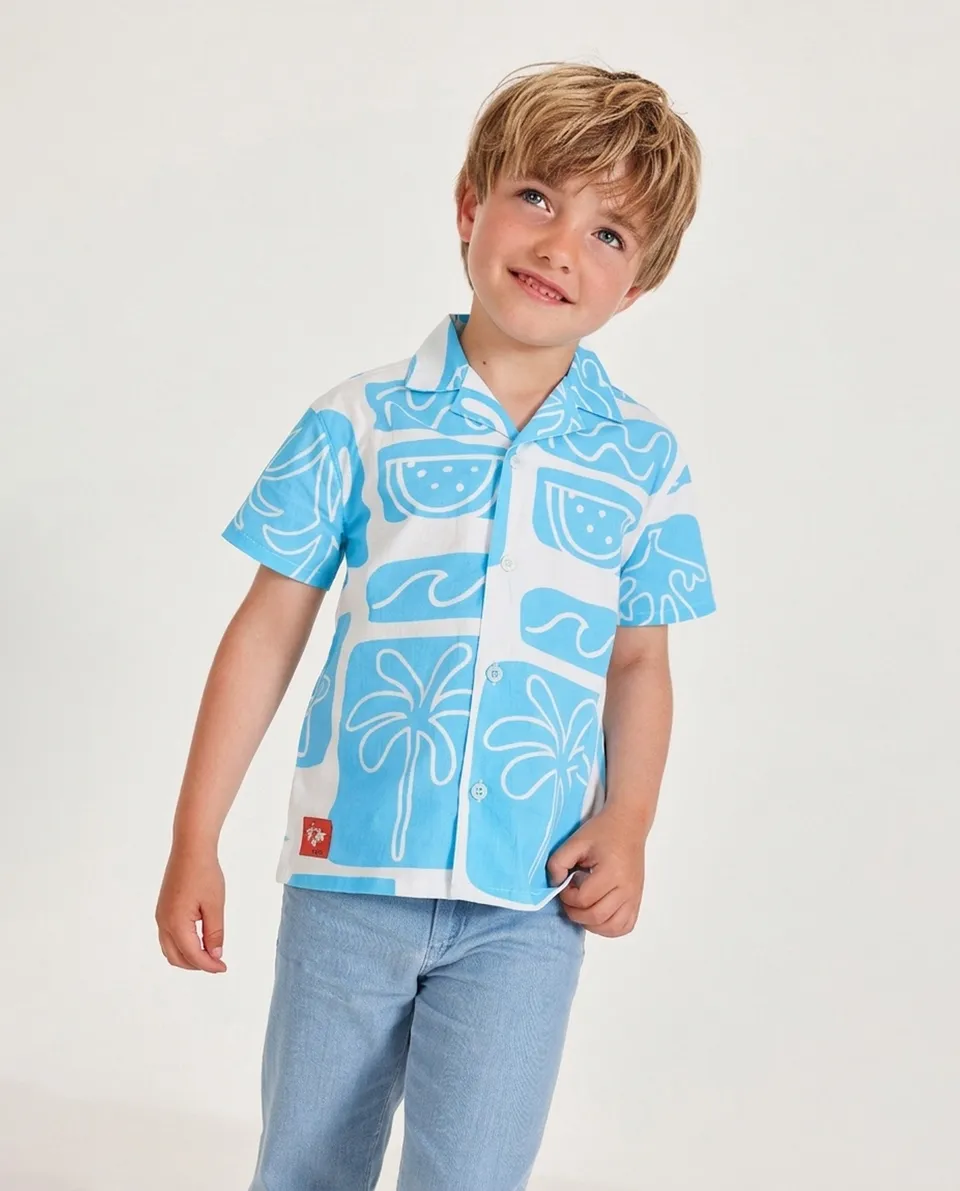 Tuc Tuc camicia bambino bianca stampa blu