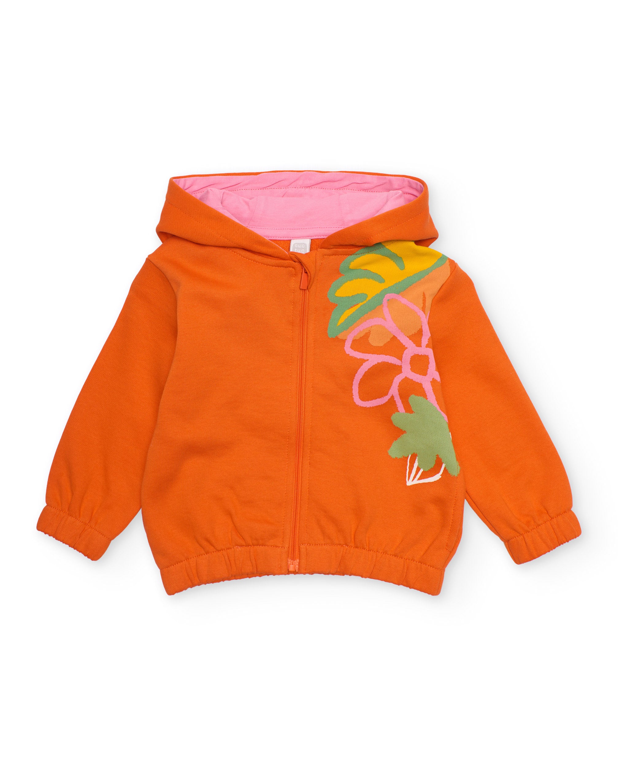 Tuc tuc felpa bambina arancione con zip fiori
