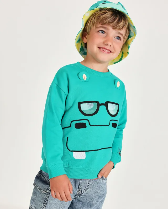 Tuc Tuc felpa bambino verde stampa frontale