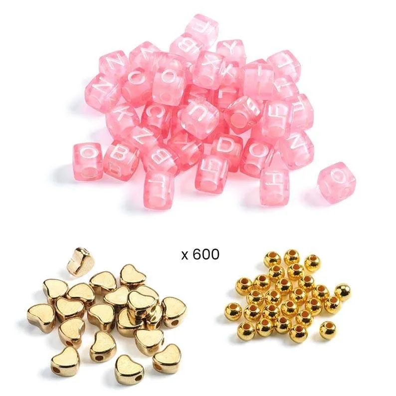Djeco Alphabet Gold kit perline 1000 pezzi collane