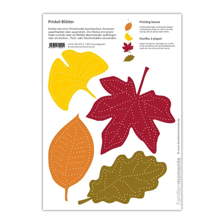 Foglie cartolina A5 da punzonare carta riciclata