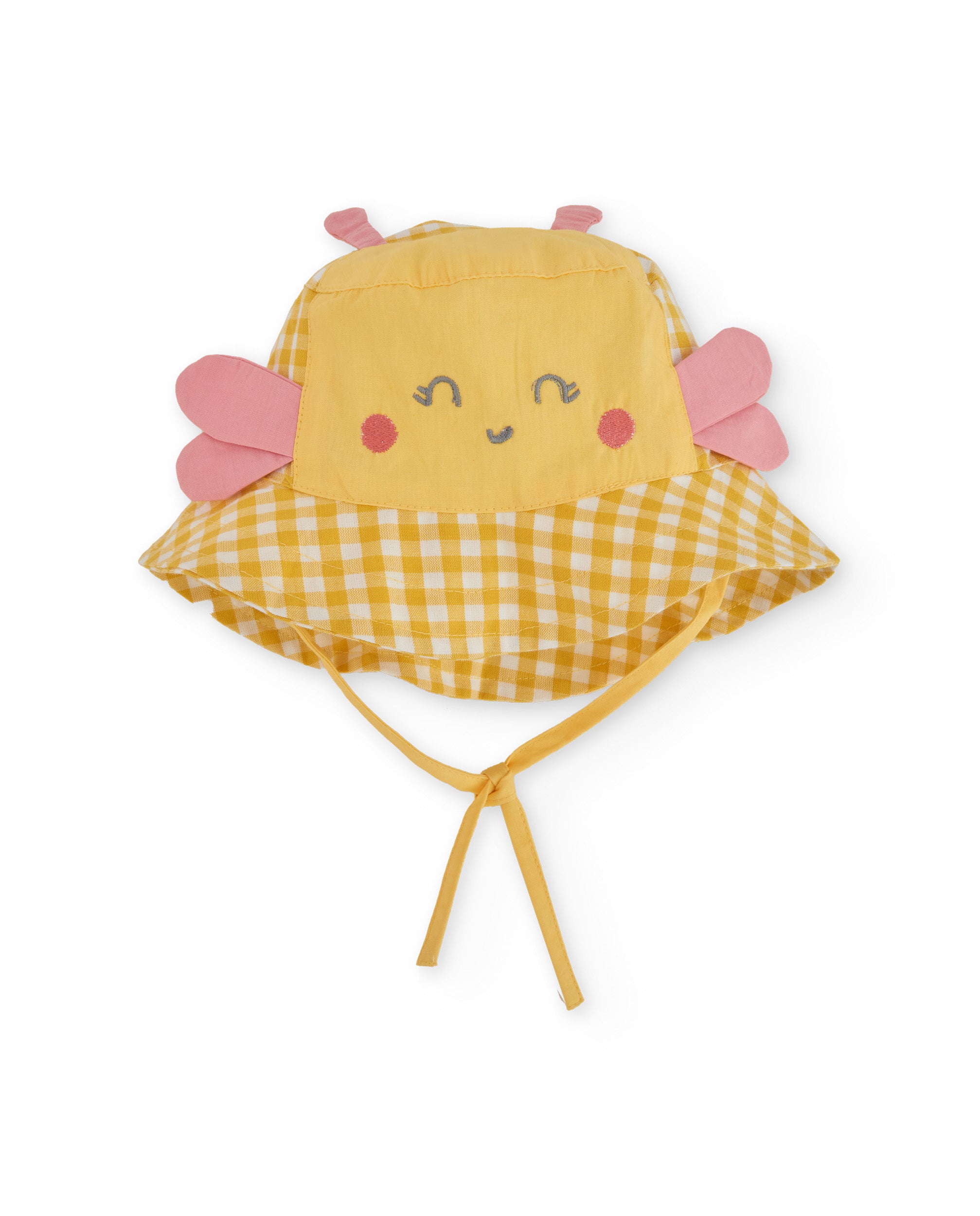 Tuc Tuc cappello sole bimba giallo quadretti farfalla
