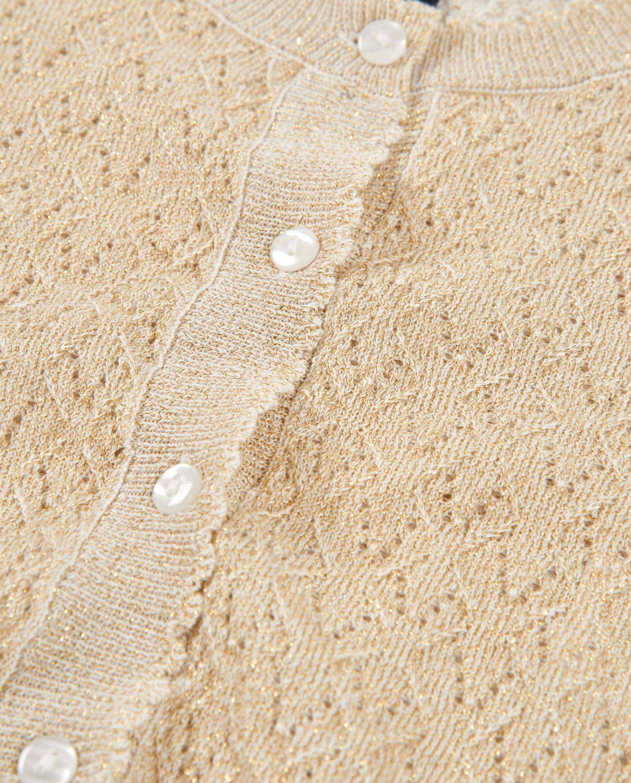 Tuc Tuc cardigan bambina beige traforato bottoni perla