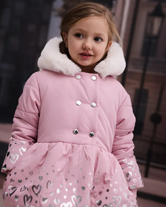 Tuc Tuc piumino bambina rosa cappuccio pelliccia cuori
