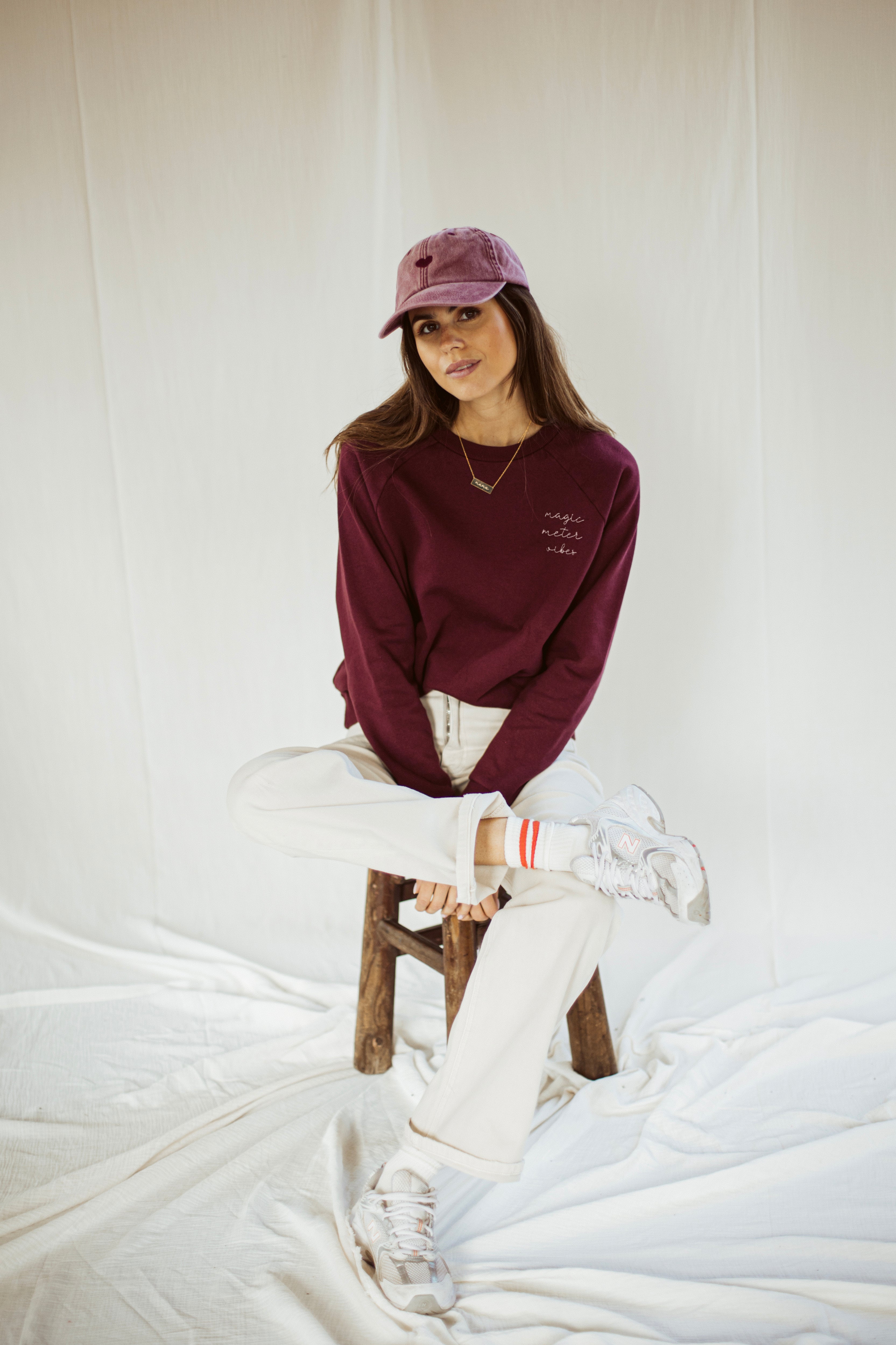 Ella and Rapha Meter felpa bordeaux classic fit cotone bio