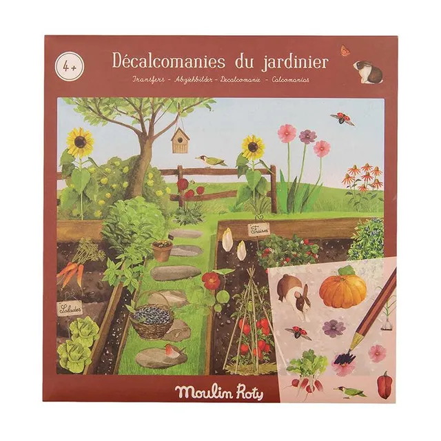 Moulin Roty Le Jardin giardiniere decalcomanie 4 anni