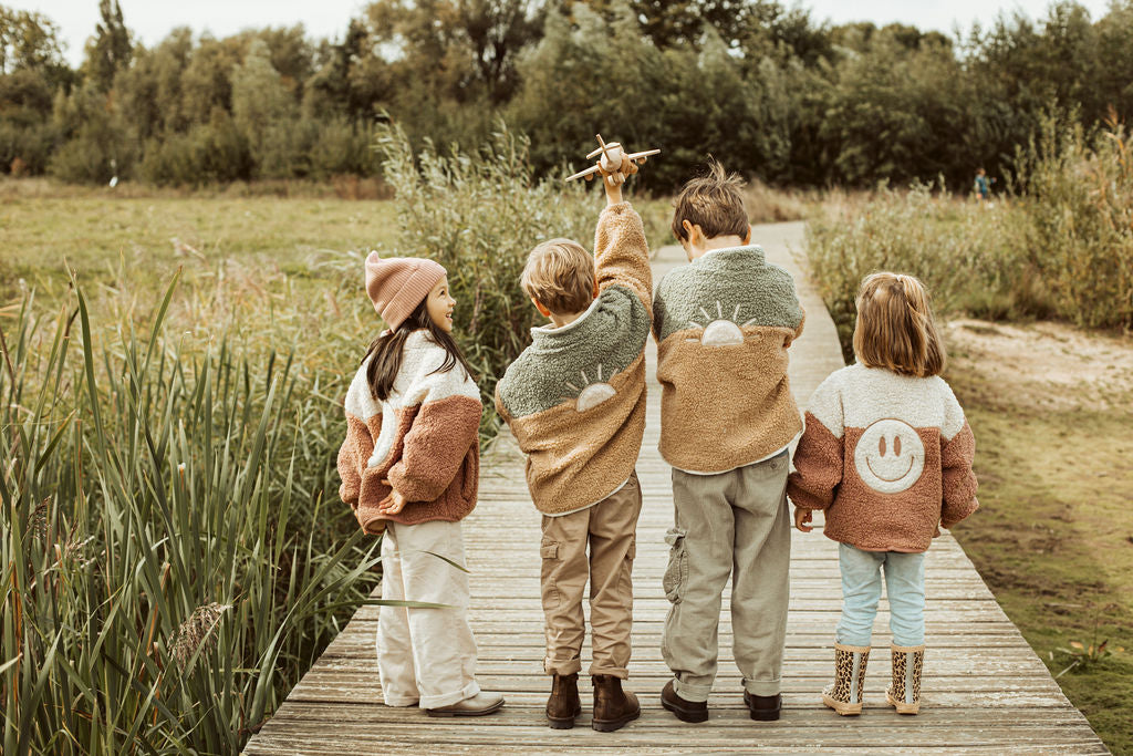 Ella and Rapha Sun Jacket giacca teddy verde salvia bimbi