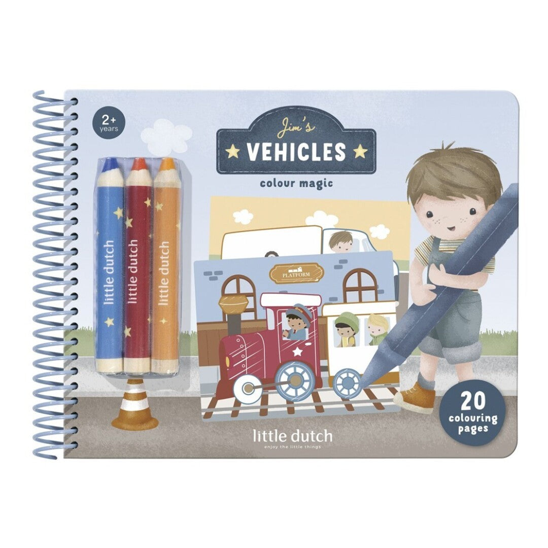 Little Dutch Jim libro con matite 30 pagine veicoli