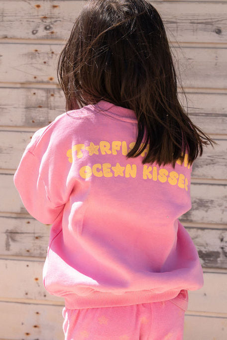 Ella and Rapha little STARFISH sweatshirt felpa rosa oversize