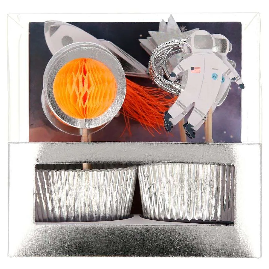 Meri Meri Space kit cupcake 24 topper argento