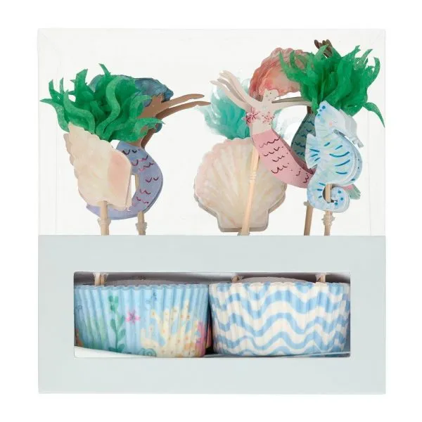 Meri Meri Mermaids kit cupcake 24 pezzi sirene carta FSC