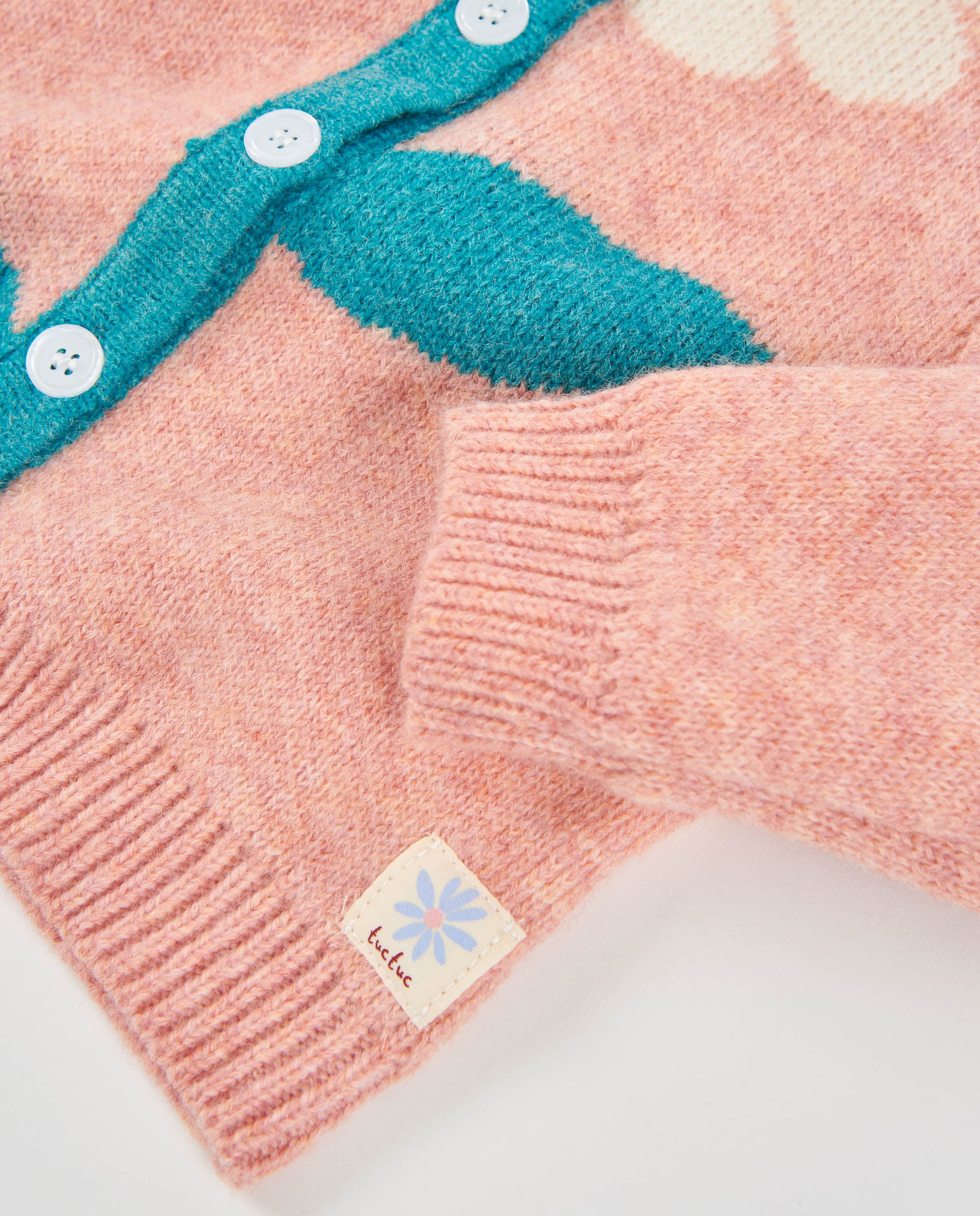 Tuc Tuc cardigan bimba ricamo rosa con bottoni