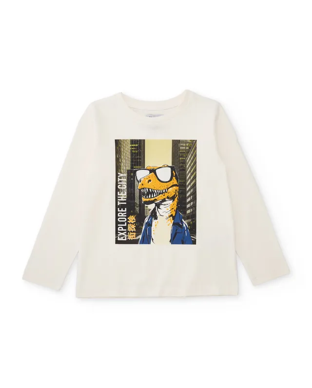 Tuc Tuc maglia bambino dinosauro occhiali bianca