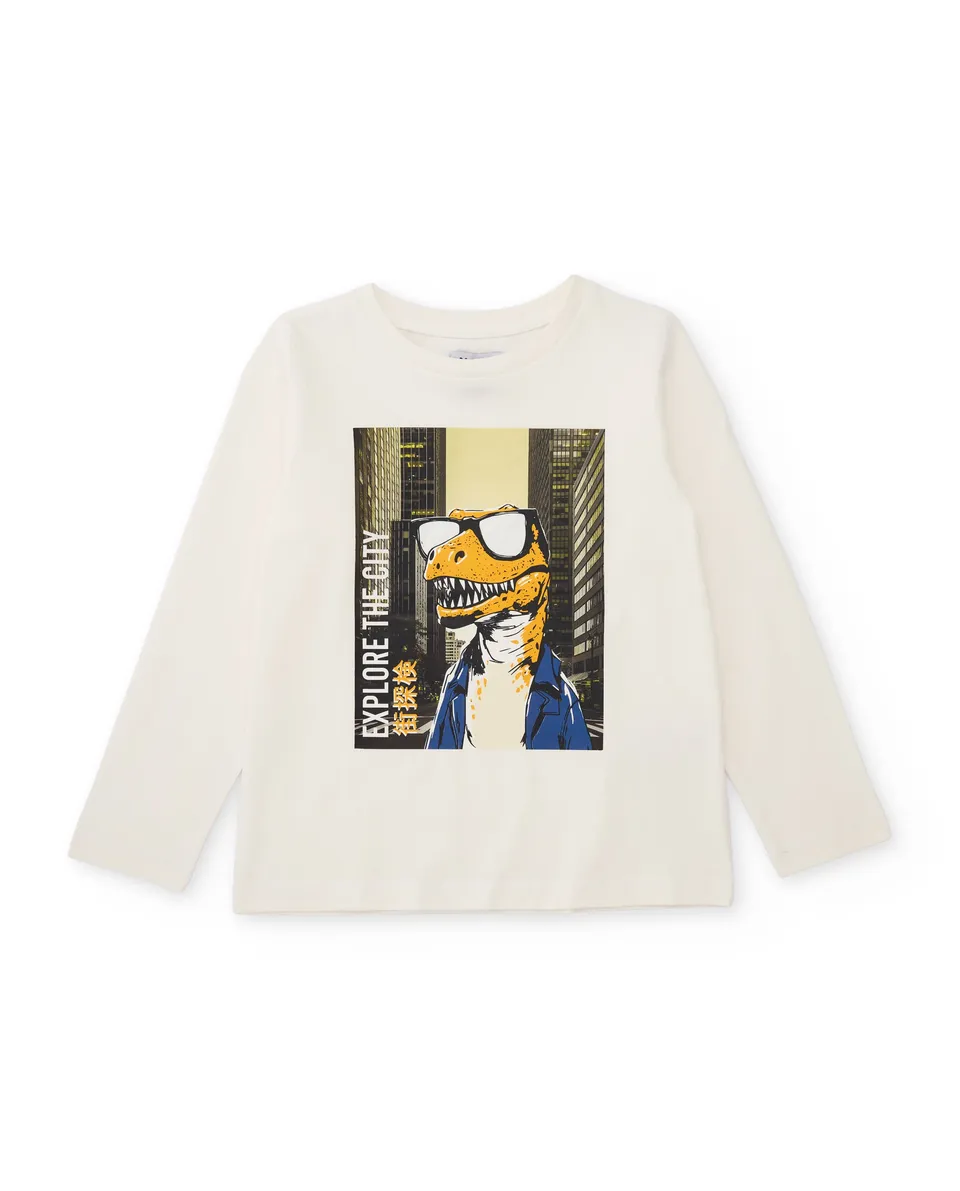 Tuc Tuc maglia bambino dinosauro occhiali bianca