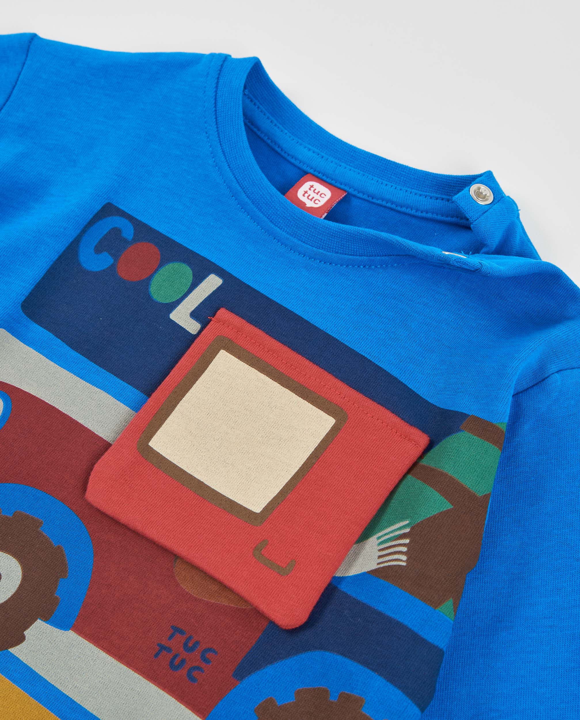 Tuc Tuc maglia bambino blu cotone stampa veicoli