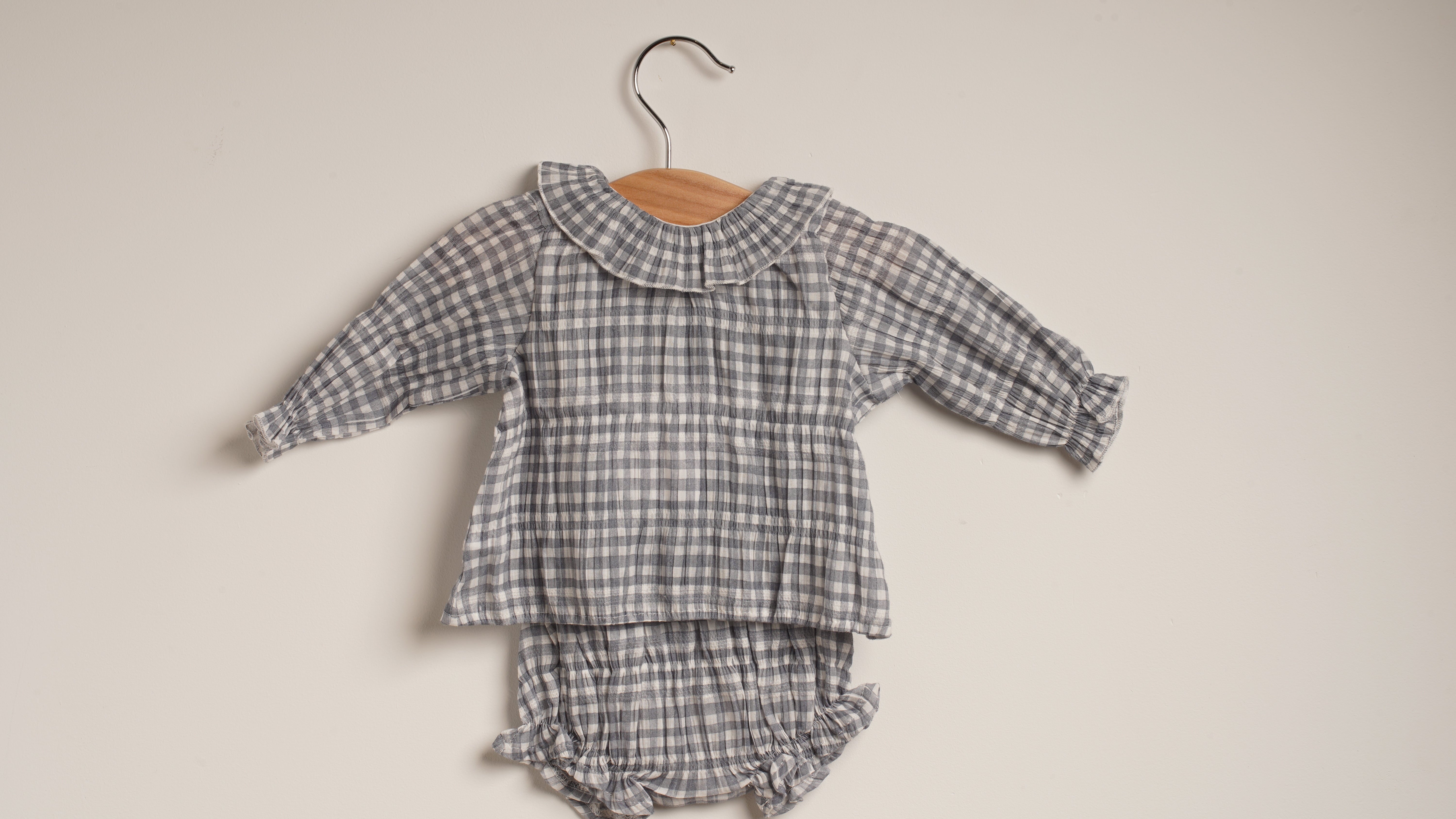 Mebi Vichy camicia neonato quadretti azzurri cotone