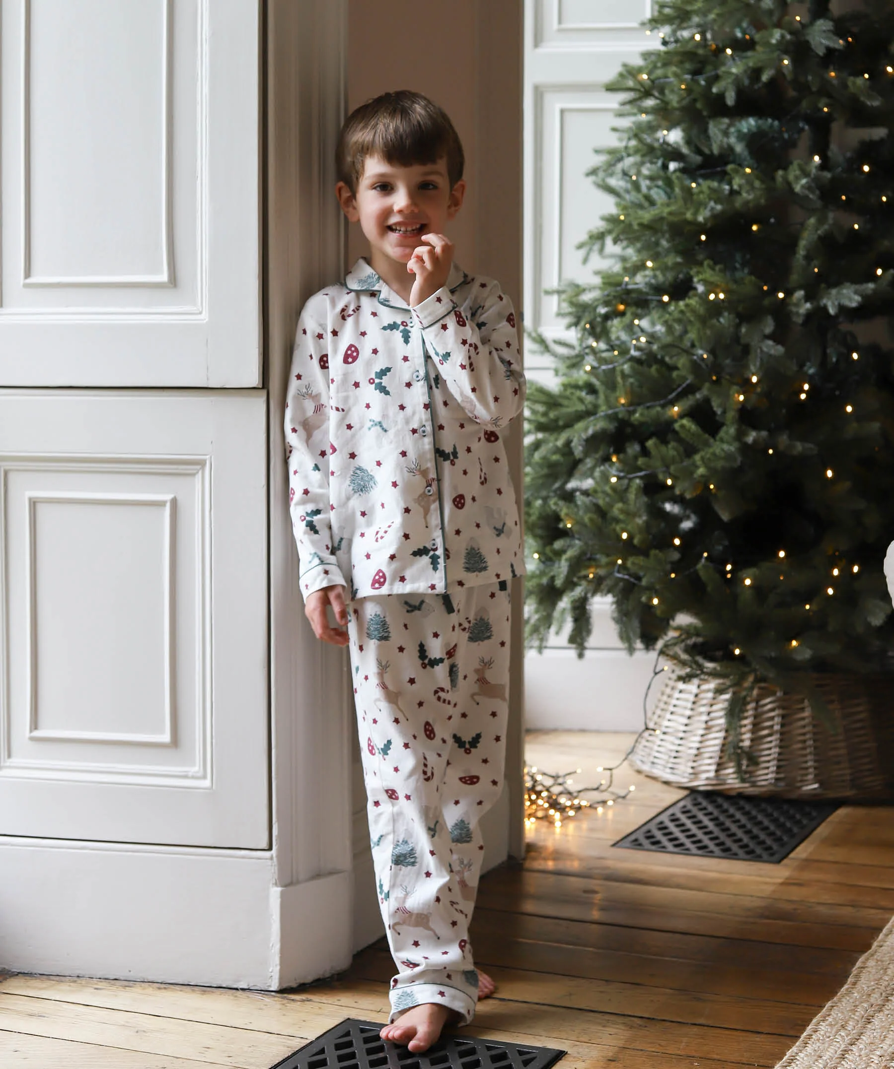 Avery Row Christmas Carousel pigiama bambini flanella bio