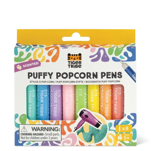 Tiger Tribe Popcorn Pens pennarelli 3D gonfiabili 8 pezzi