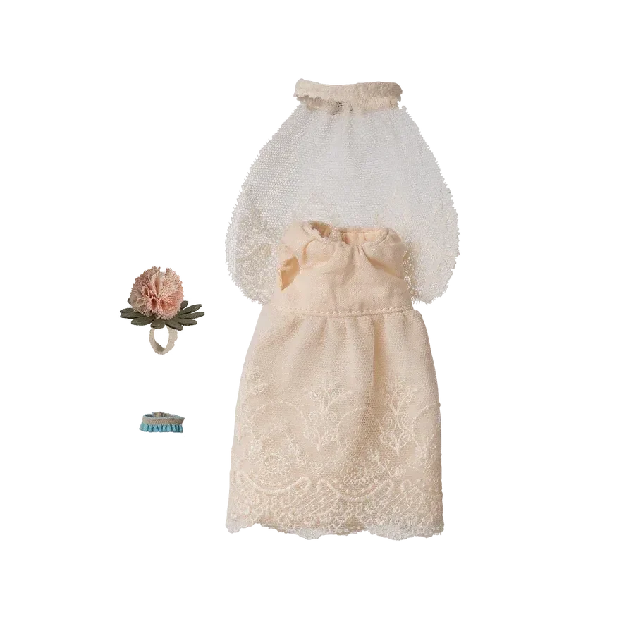 Maileg Topo Mamma abito da sposa con velo