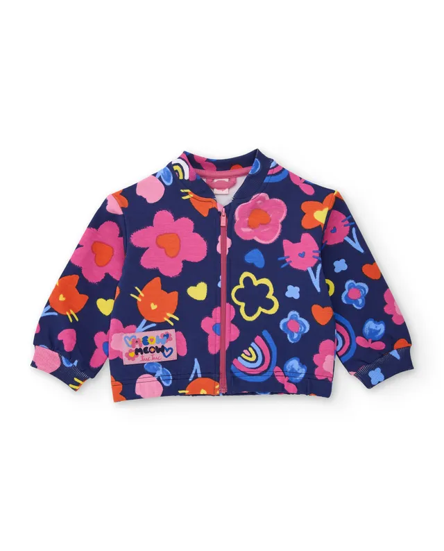 Tuc tuc Meow Meow giacca pile bimba blu fiori