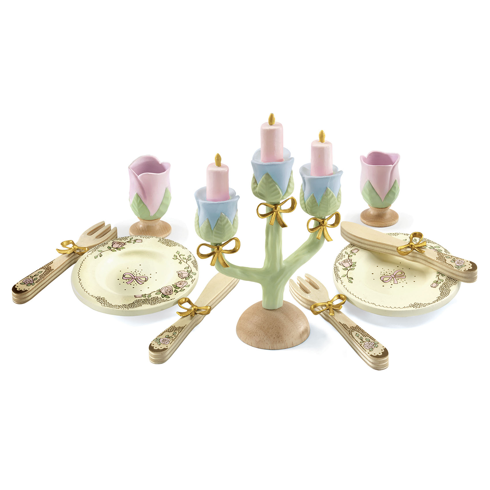 Djeco Set tavola delle principesse servizio legno 2 posti