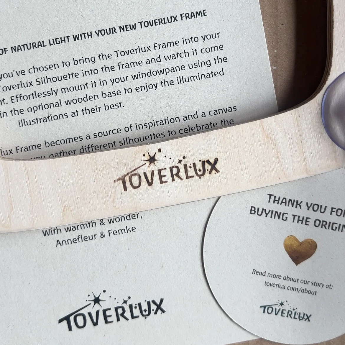 Toverlux Trasparenze cornice legno con ventosa e base