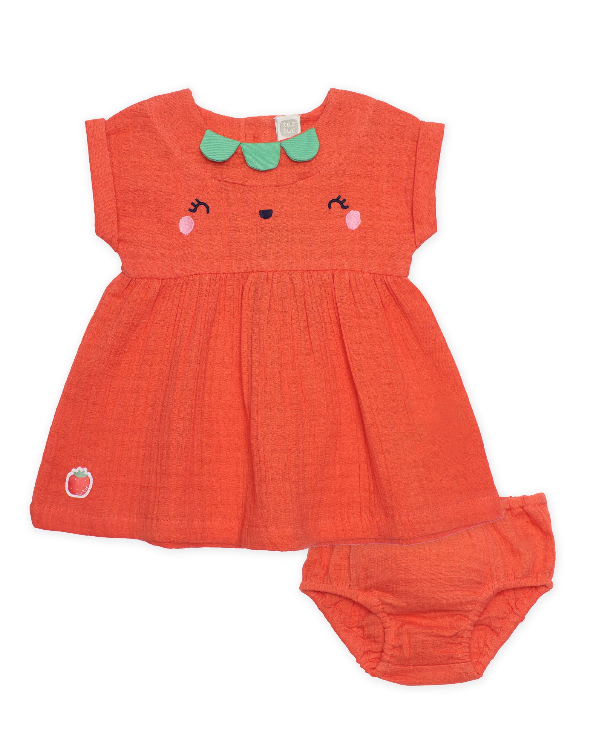 Tuc Tuc vestito neonata fragola rosso con mutandina