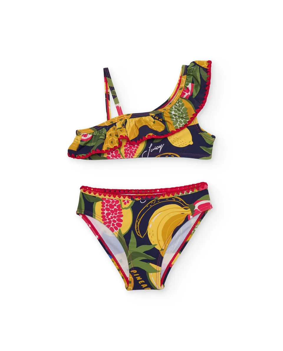 Tuc Tuc Bikini Bimba Frutta Giallo con Volant