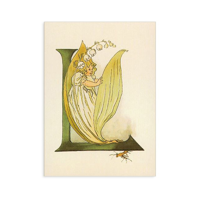 Ottilia Adelborg Alfabeto Fiorito Cartolina Lettera L