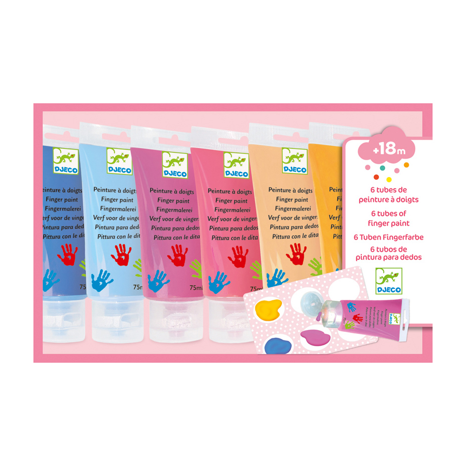 Djeco Pastello 6 colori a dita lavabili 75 ml