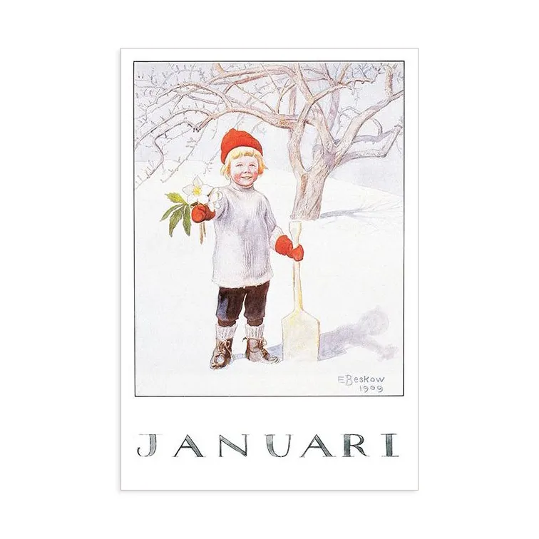Elsa Beskow Gennaio cartolina mese 10,5x15 cm